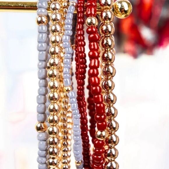 Multicolor Seven Strand Stretch Beaded Bracelet Set New - Picture 7 of 7